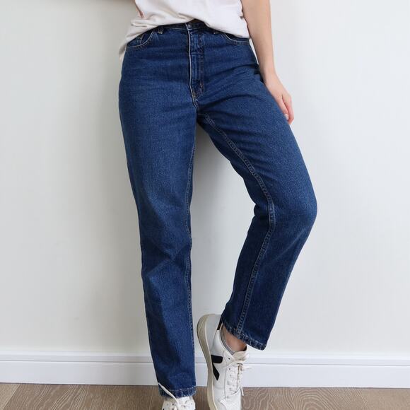 Vintage Denim - Vintage LA Blues Dark Wash Straight Leg Jeans Size 8P Classic Fit 100% Cotton